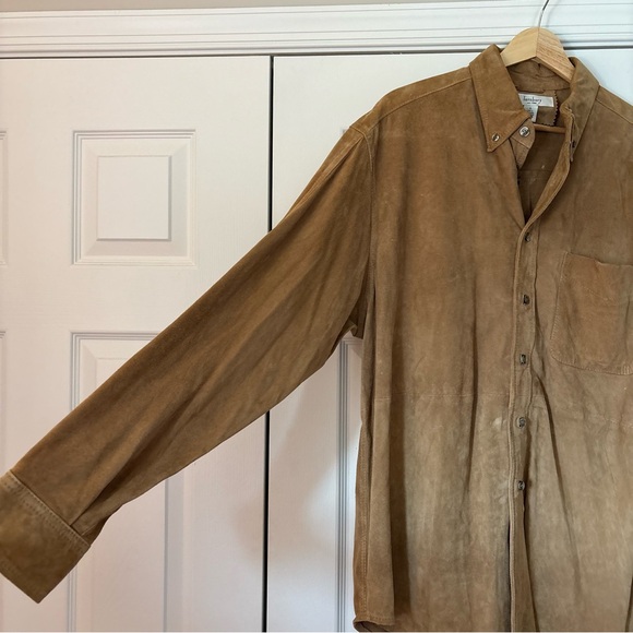 Vintage Turnbury Genuine Leather Suede Button Down Shirt Western Cowboy L Tan - Picture 5 of 10